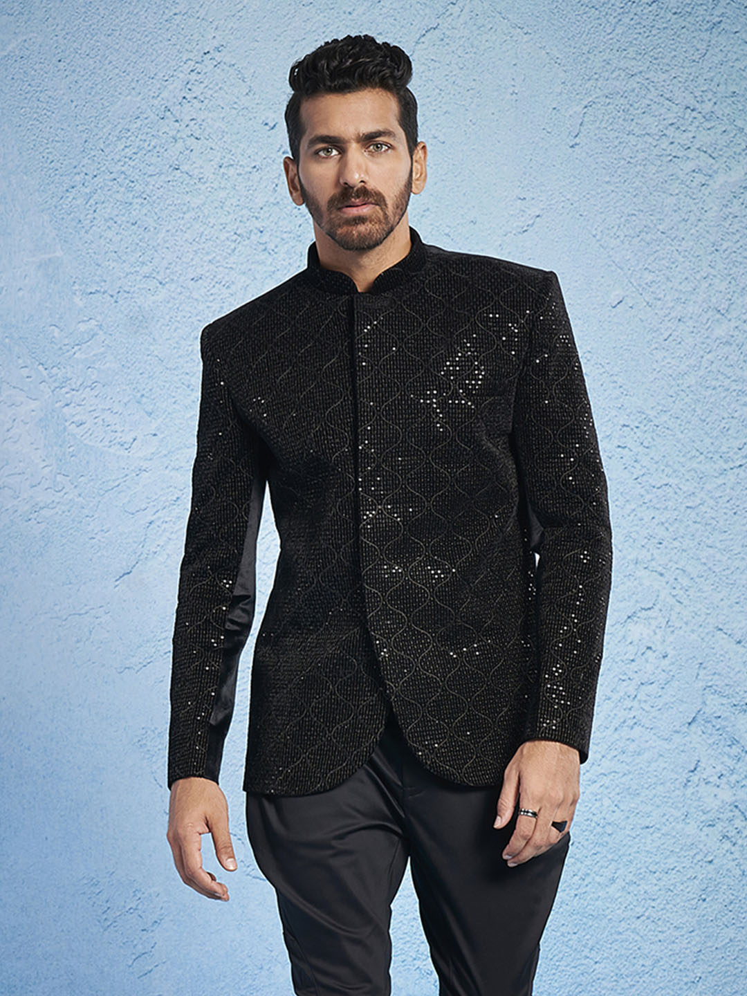 Men's Black Cotton Straight Jodhpuri