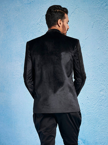 Men's Black Cotton Straight Jodhpuri