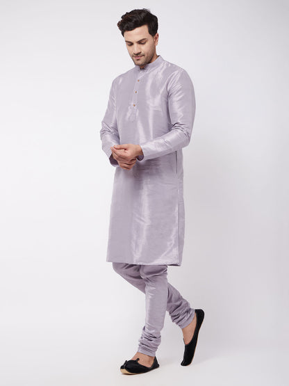 Men's Lavender Silk Blend Straight Kurta Pyjama Set