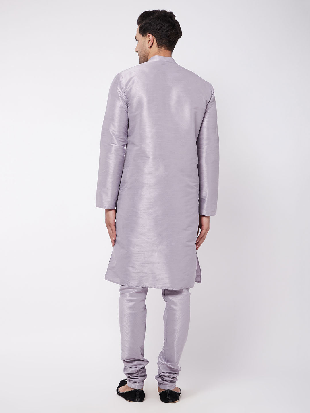 Men's Lavender Silk Blend Straight Kurta Pyjama Set