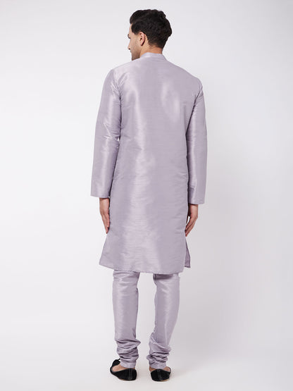Men's Lavender Silk Blend Straight Kurta Pyjama Set