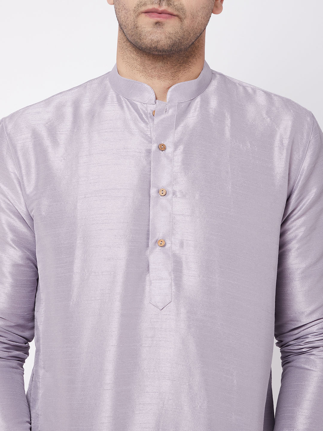 Men's Lavender Silk Blend Straight Kurta Pyjama Set