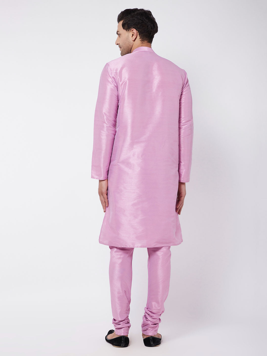 Men's Pink Silk Blend Straight Kurta Pyjama Set