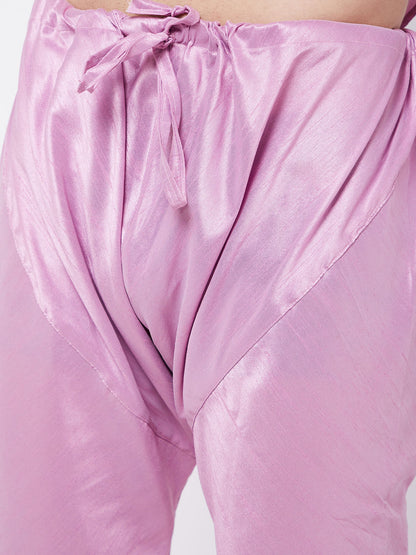 Men's Pink Silk Blend Straight Kurta Pyjama Set