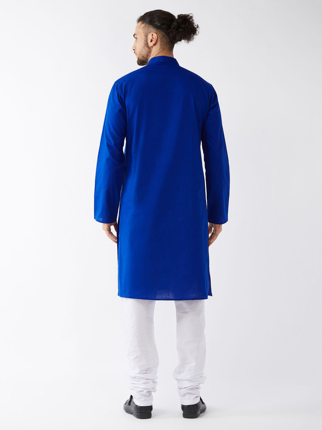 Men's Blue Cotton Linen Straight Kurta Pyjama Set