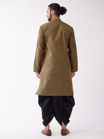 Men's Black Silk Blend Straight Kurta and Dhoti Set