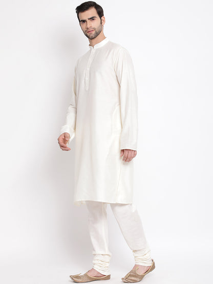 Men's Cream Viscose Straight Kurta Pyjama Set