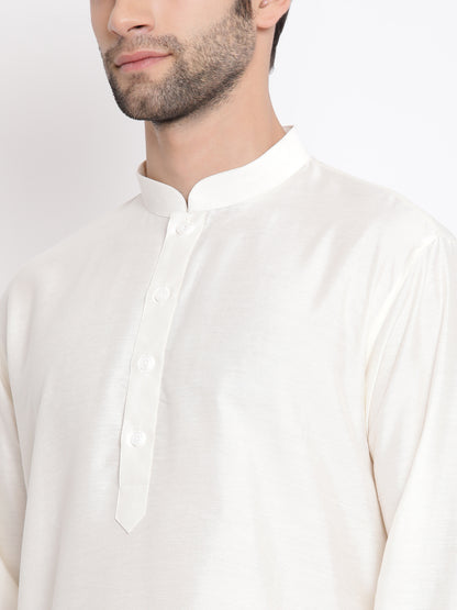 Men's Cream Viscose Straight Kurta Pyjama Set