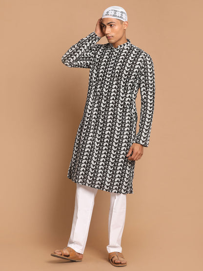Men's Black Pure Cotton Straight Kurta Pyjama Set