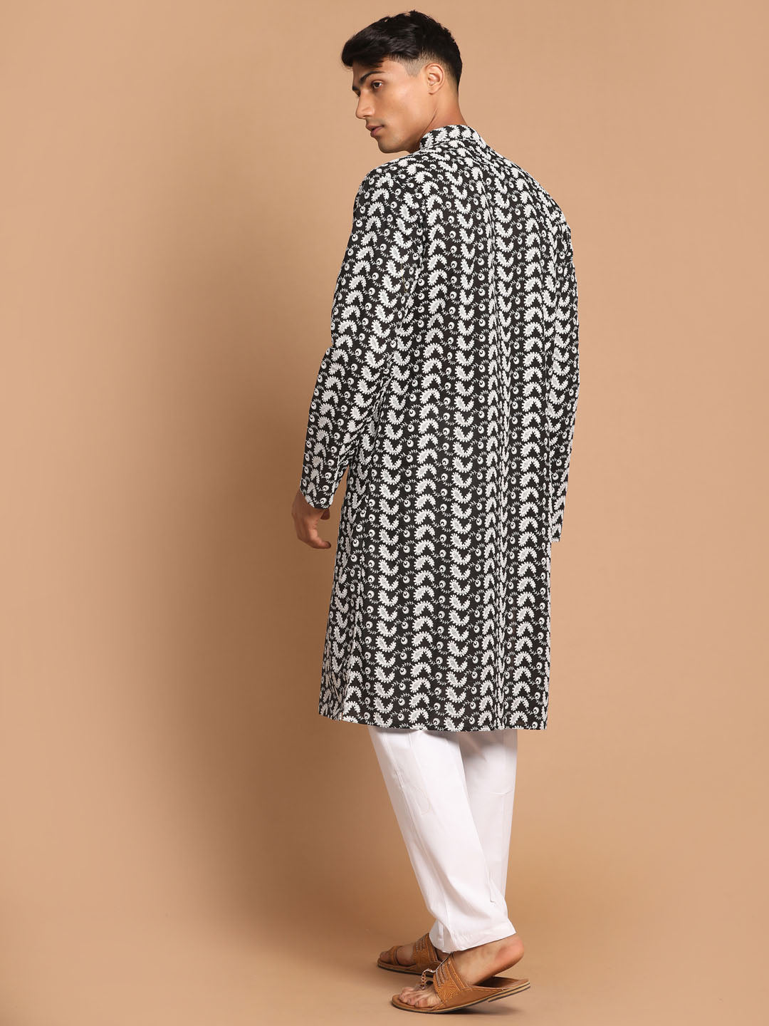 Men's Black Pure Cotton Straight Kurta Pyjama Set