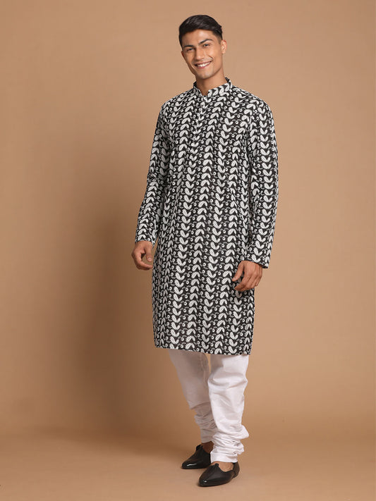 Men's Black Pure Cotton Straight Kurta Pyjama Set