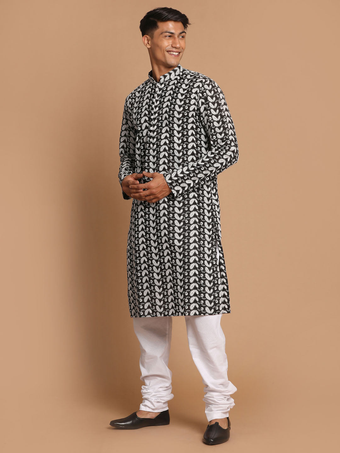 Men's Black Pure Cotton Straight Kurta Pyjama Set