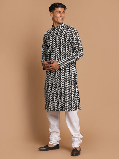 Men's Black Pure Cotton Straight Kurta Pyjama Set