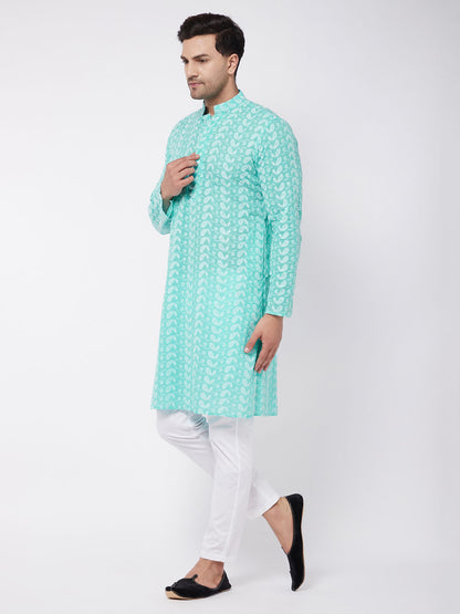 Men's Green Pure Cotton Straight Kurta Pyjama Set