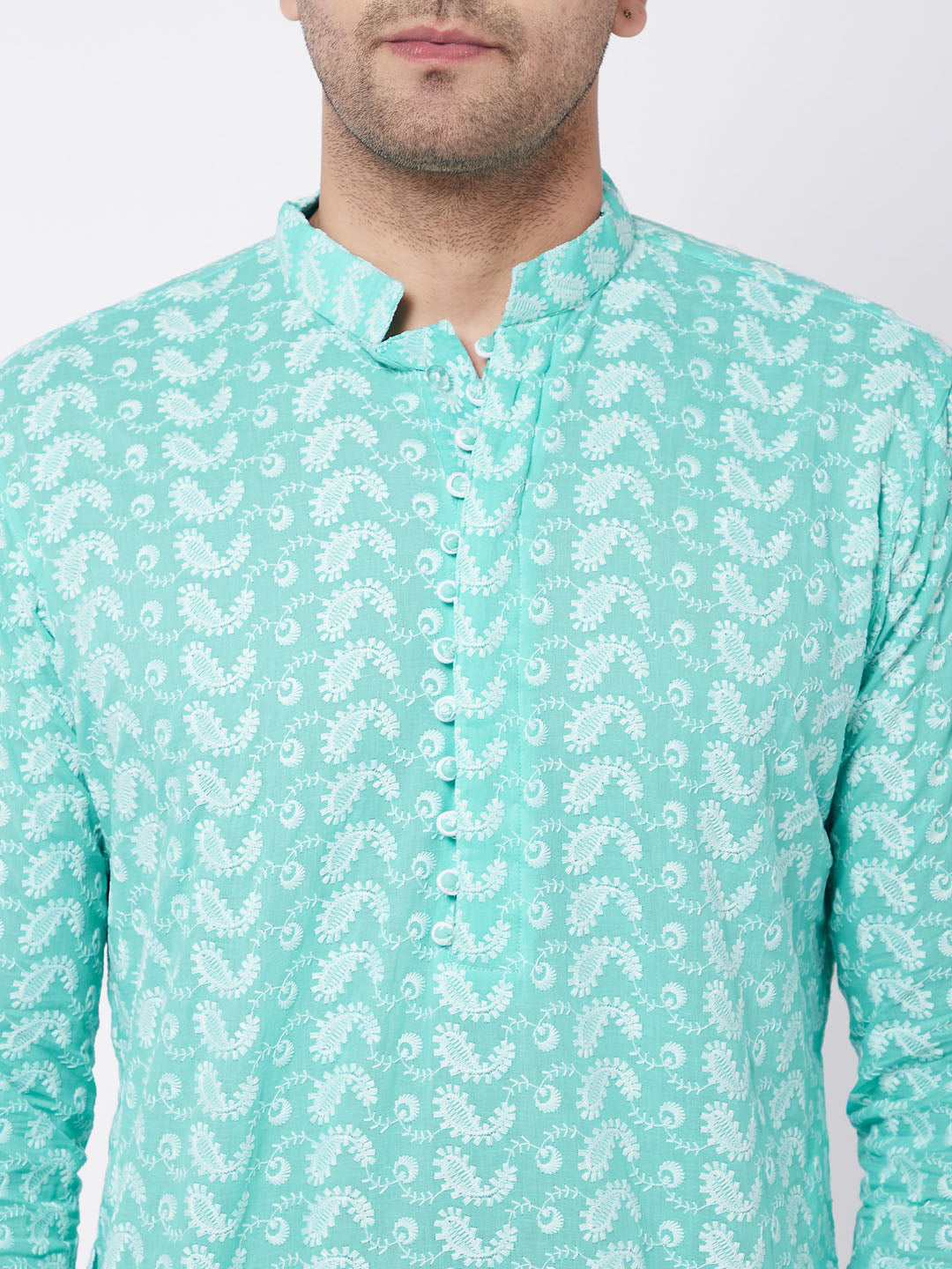 Men's Green Pure Cotton Straight Kurta Pyjama Set