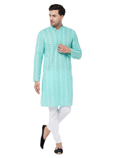 Men's Green Pure Cotton Straight Kurta Pyjama Set