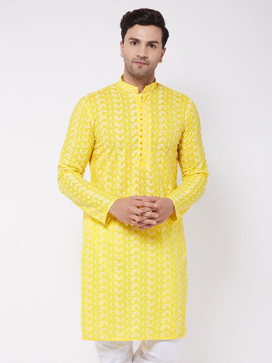Men's Mustard Pure Cotton Straight Kurta Pyjama Set