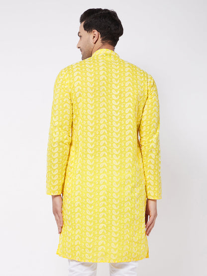 Men's Mustard Pure Cotton Straight Kurta Pyjama Set