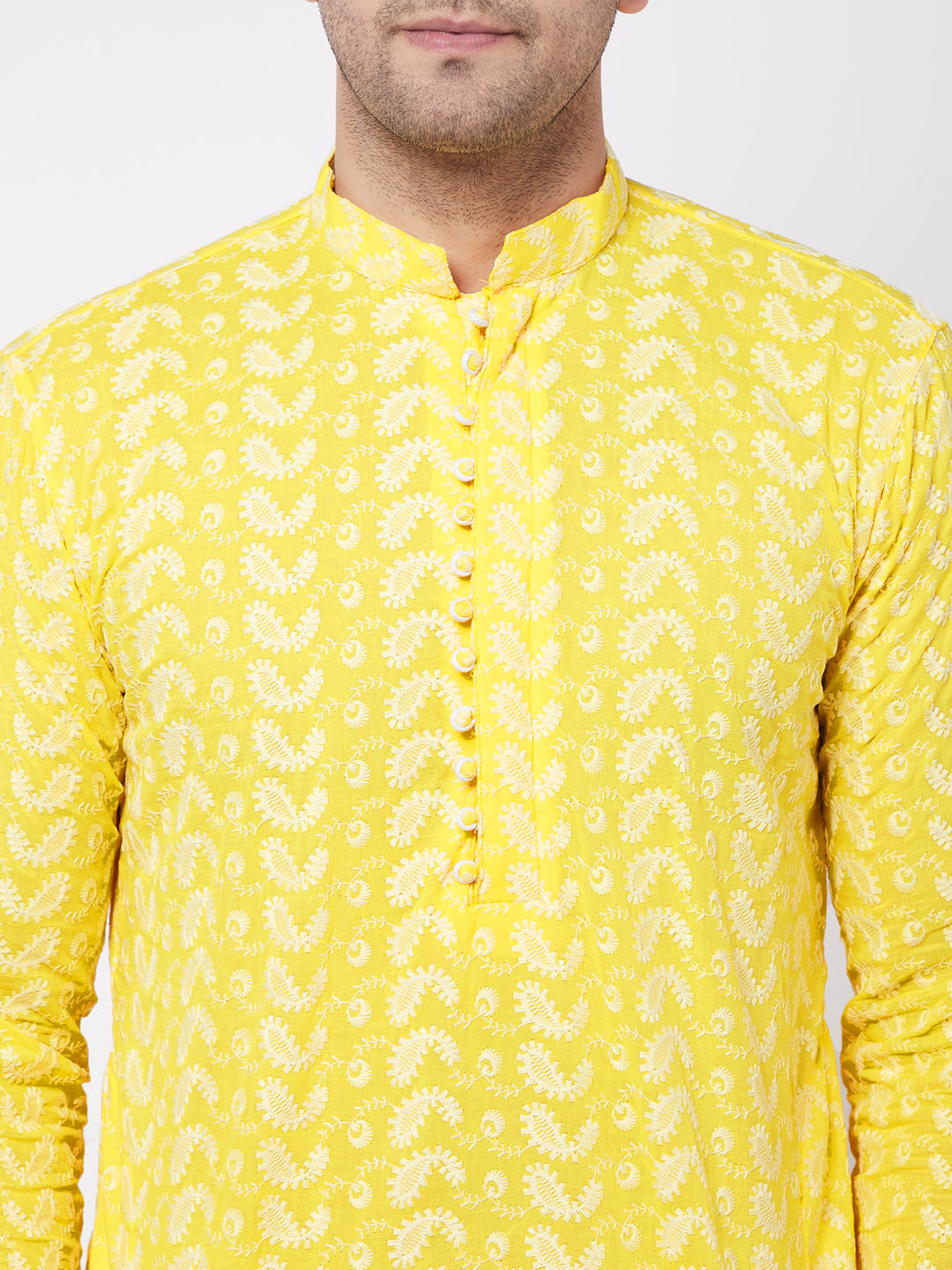 Men's Mustard Pure Cotton Straight Kurta Pyjama Set