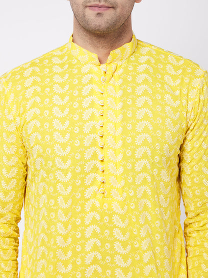 Men's Mustard Pure Cotton Straight Kurta Pyjama Set