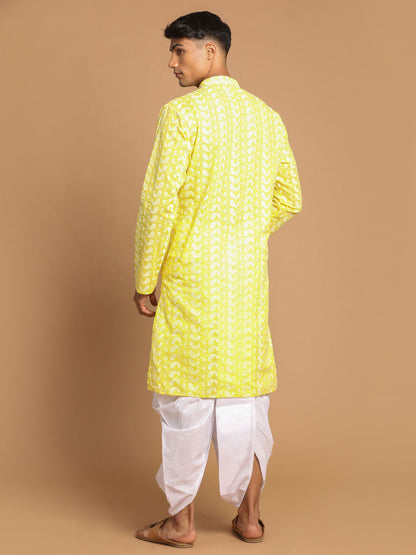 Men's Mustard Pure Cotton Straight Kurta and Dhoti Set
