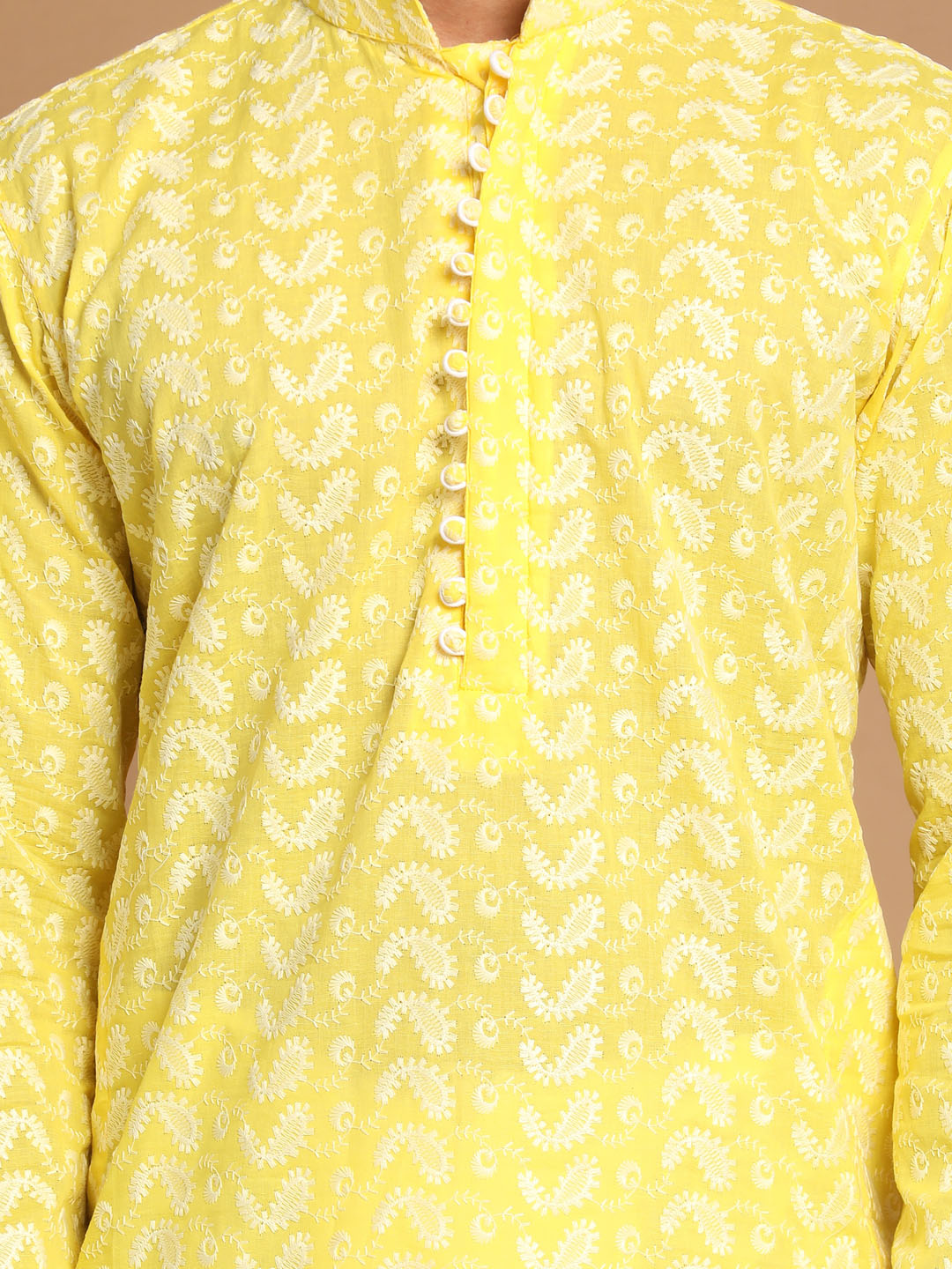 Men's Mustard Pure Cotton Straight Kurta and Dhoti Set