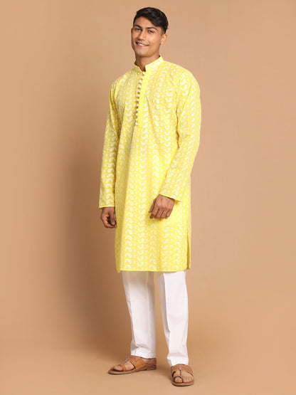 Men's Mustard Pure Cotton Straight Kurta Pyjama Set