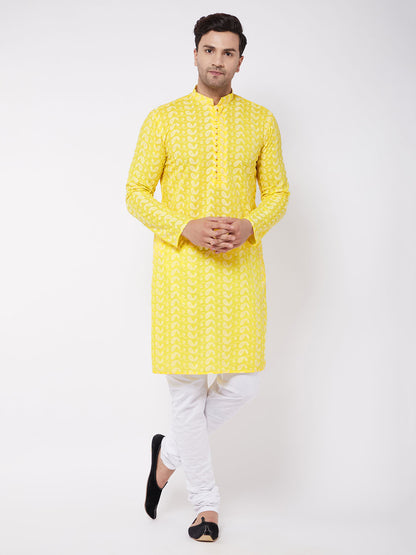 Men's Mustard Pure Cotton Straight Kurta Pyjama Set