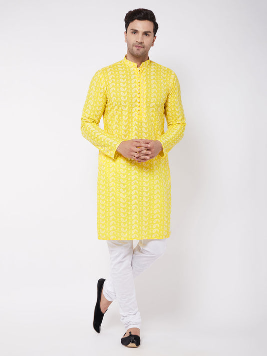 Men's Mustard Pure Cotton Straight Kurta Pyjama Set