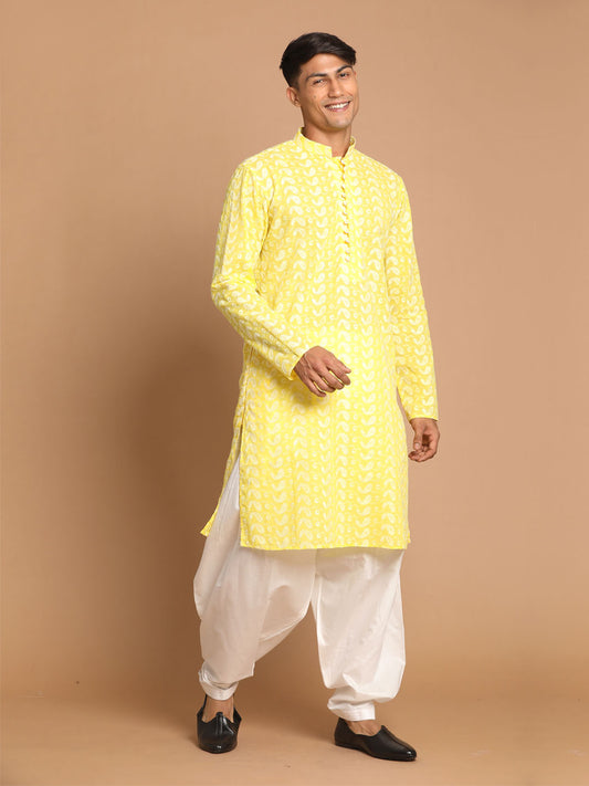 Men's Mustard Pure Cotton Straight Kurta and Patiala Set