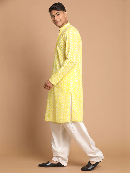 Men's Mustard Pure Cotton Straight Kurta and Patiala Set
