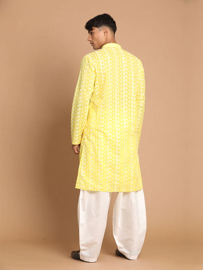 Men's Mustard Pure Cotton Straight Kurta and Patiala Set