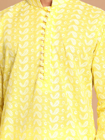 Men's Mustard Pure Cotton Straight Kurta and Patiala Set