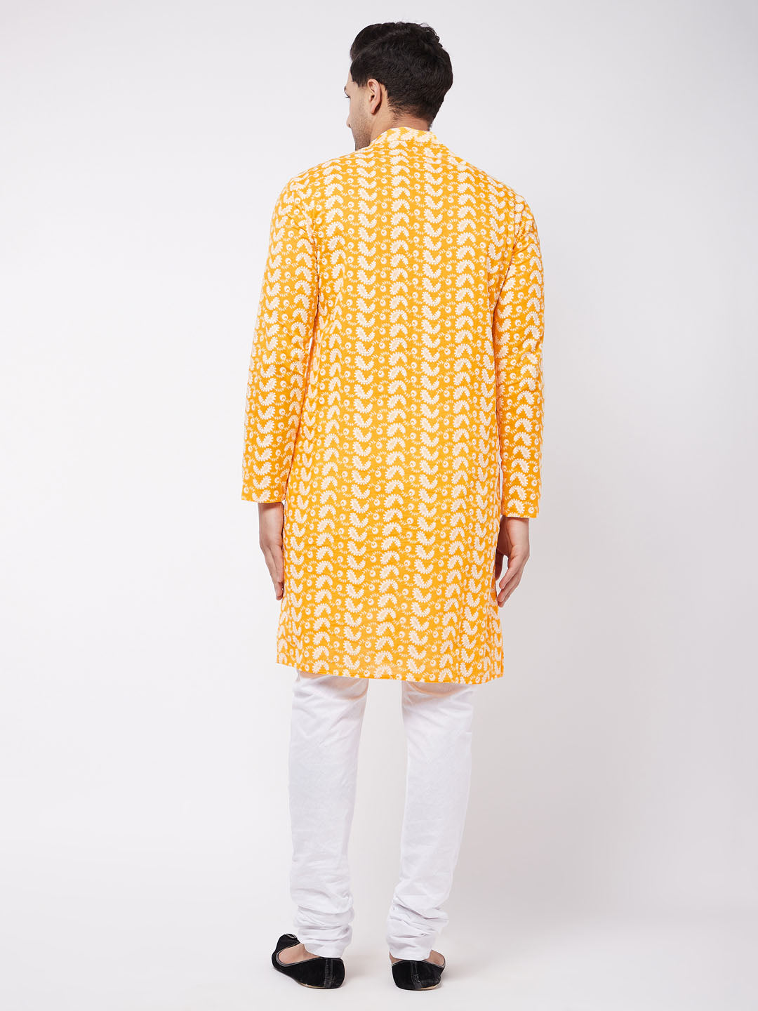 Men's Orange Pure Cotton Straight Kurta Pyjama Set