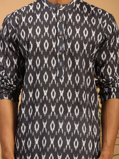 Men's Black Cotton Blend Straight Kurta Pyjama Set