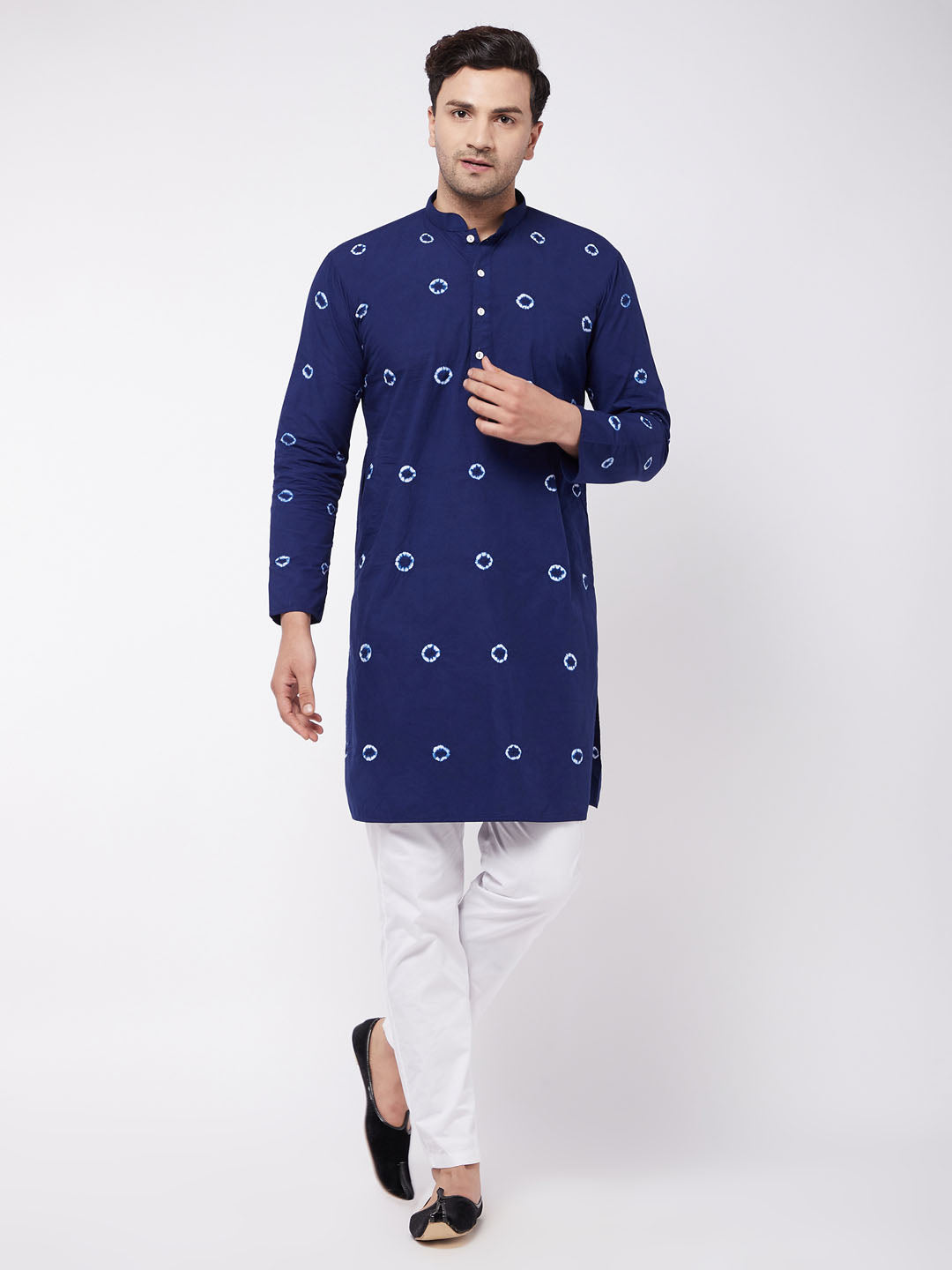 Men's Blue Pure Cotton Straight Kurta Pyjama Set