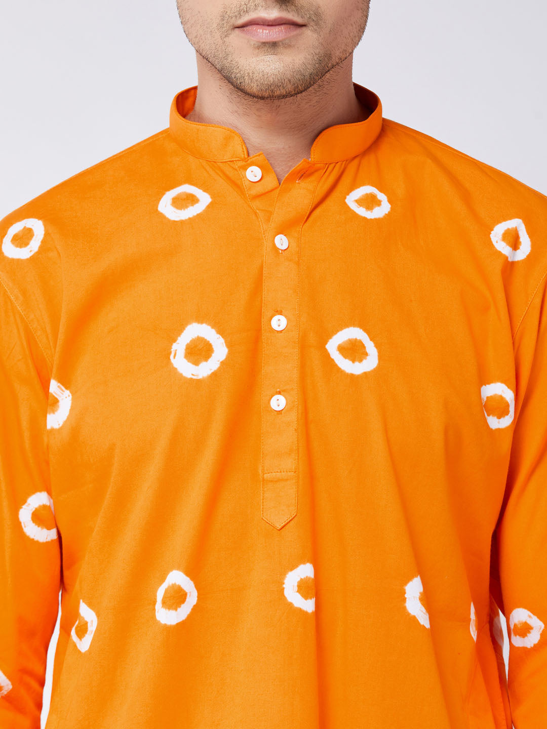 Men's Orange Pure Cotton Straight Kurta Pyjama Set