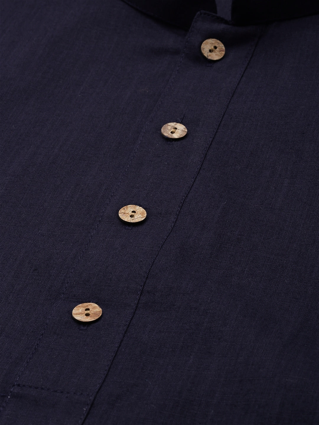 Men's Navy Blue Cotton Blend Straight Kurta And Mundu Set