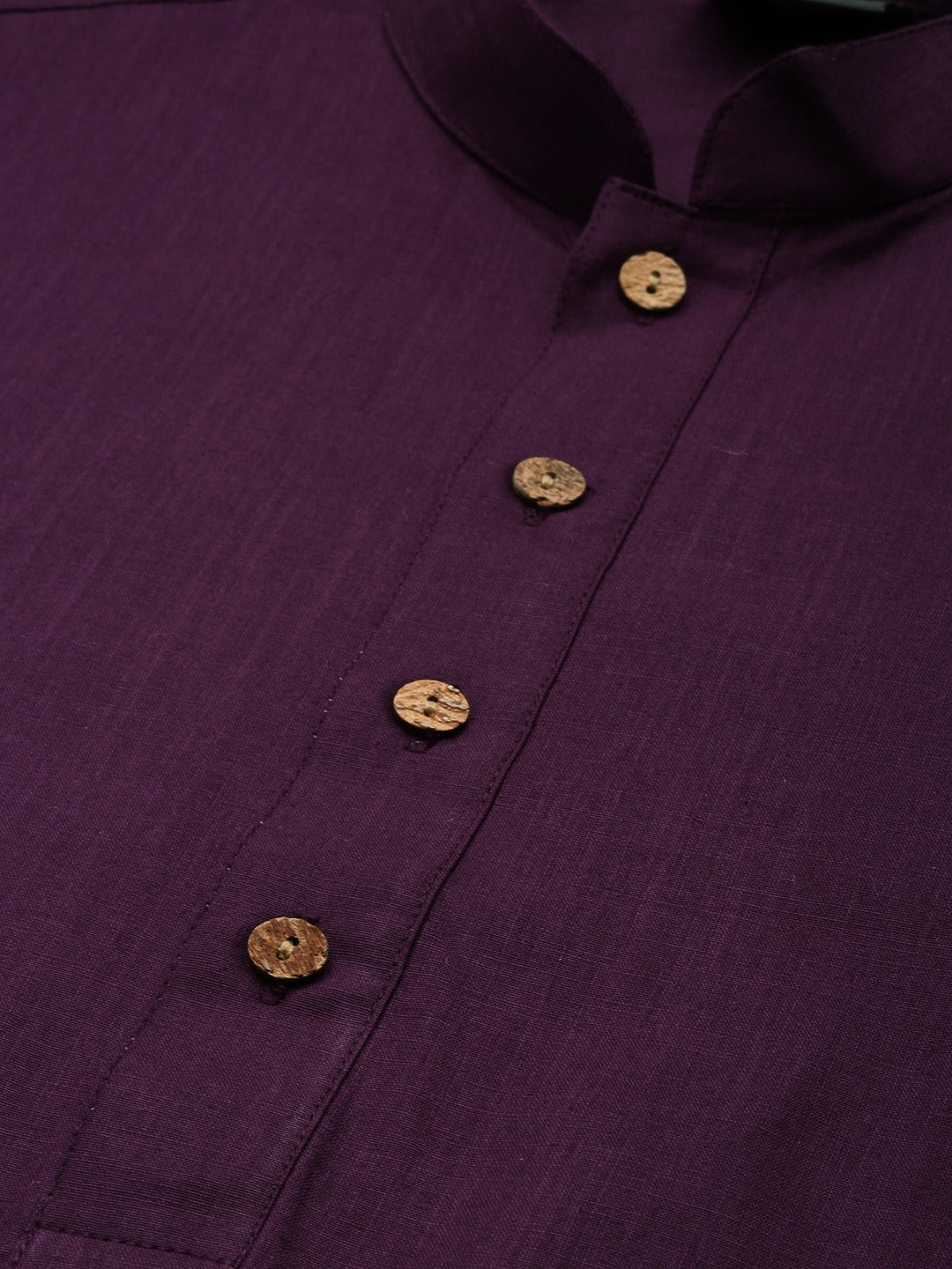 Men's Purple Cotton Blend Straight Kurta And Mundu Set