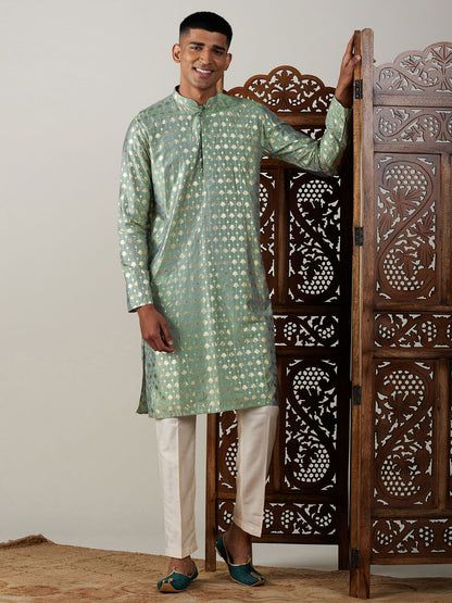 Men's Green Viscose Straight Kurta Pyjama Set