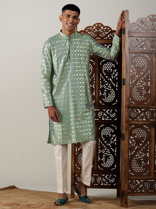 Men's Green Viscose Straight Kurta Pyjama Set