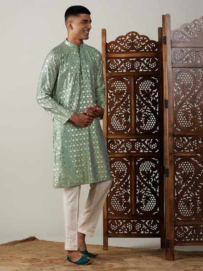 Men's Green Viscose Straight Kurta Pyjama Set