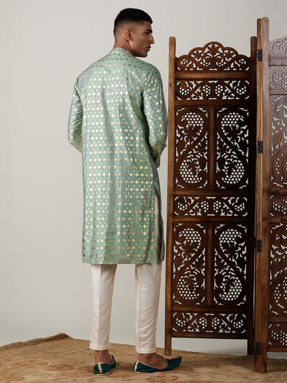 Men's Green Viscose Straight Kurta Pyjama Set