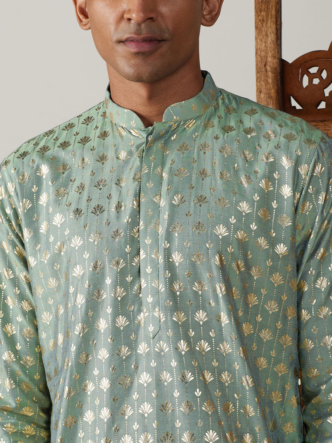 Men's Green Viscose Straight Kurta Pyjama Set