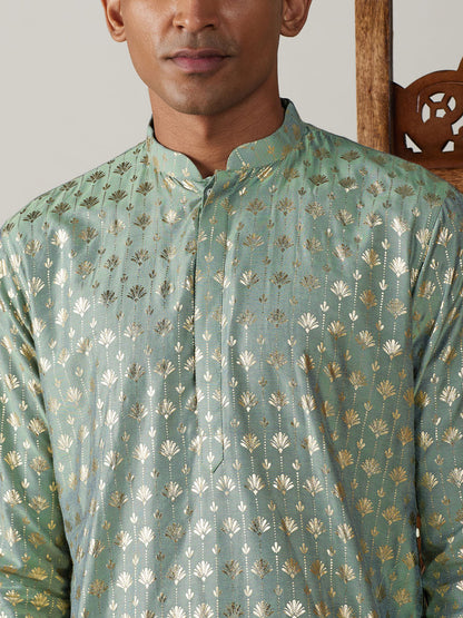 Men's Green Viscose Straight Kurta Pyjama Set