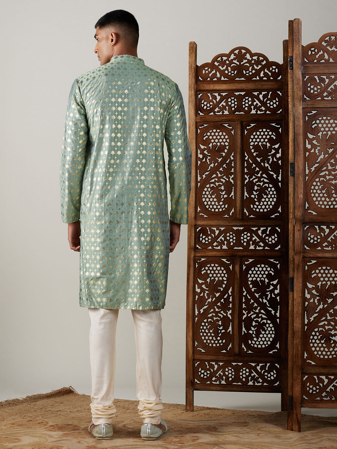 Men's Green Viscose Straight Kurta Pyjama Set