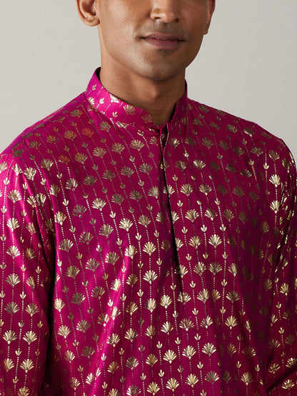 Men's Pink Viscose Straight Kurta Pyjama Set