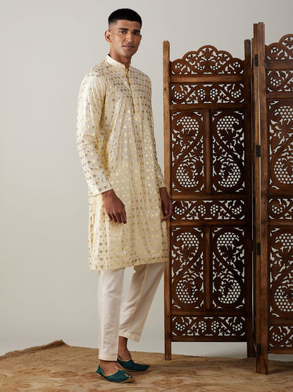 Men's Gold Viscose Straight Kurta Pyjama Set
