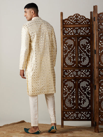Men's Gold Viscose Straight Kurta Pyjama Set