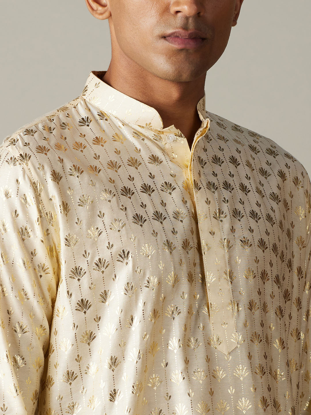 Men's Gold Viscose Straight Kurta Pyjama Set